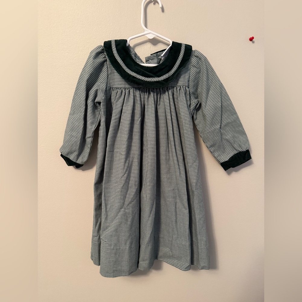 Kelly’s Kids Green Plaid Long Sleeve Dress
